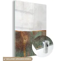 MuchoWow Glasschilderij 120x160 cm - Schilderij acrylglas - Abstract - Luxe - Goud - Foto op glas - Schilderijen