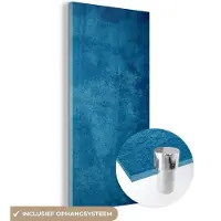 MuchoWow Glasschilderij 20x40 cm - Schilderij acrylglas - Beton - Blauw - Vintage - Structuur - Industrieel - Foto op glas - Schilderijen