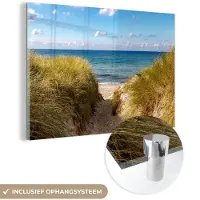 MuchoWow Glasschilderij 90x60 cm - Schilderij acrylglas - Strand - Wolken - Duitsland - Foto op glas - Muurdecoratie woonkamer - Wanddecoratie slaapkamer - Schilderijen