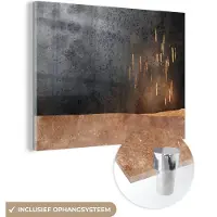 MuchoWow Glasschilderij 40x30 cm - Schilderij acrylglas - Abstract - Goud - Design - Foto op glas - Schilderijen