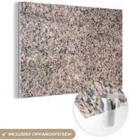 MuchoWow Glasschilderij 180x120 cm - Schilderij acrylglas - Graniet - Steen - Patroon - Design - Bruin - Grijs - Foto op glas - Schilderijen