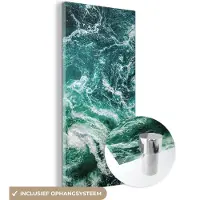 MuchoWow Glasschilderij 20x40 cm - Schilderij acrylglas - Oceaan - Water - Zee - Luxe - Groen - Turquoise - Foto op glas - Schilderijen