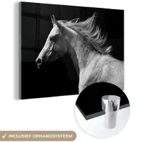MuchoWow Glasschilderij 180x120 cm - Schilderij acrylglas - Paarden - Boerderijdier - Manen - Foto op glas - Schilderijen
