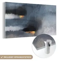 MuchoWow Glasschilderij 120x60 cm - Schilderij acrylglas - Wolken - Gold - Abstract - Foto op glas - Schilderijen