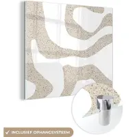 MuchoWow Glasschilderij 50x50 cm - Schilderij acrylglas - Abstract - Terrazzo - Design - Beige - Foto op glas - Schilderijen