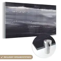 MuchoWow Glasschilderij 120x60 cm - Schilderij acrylglas - Verf - Abstract - Zwart - Foto op glas - Schilderijen