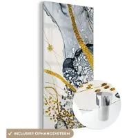 MuchoWow Glasschilderij 20x40 cm - Schilderij acrylglas - Abstract - Goud - Natuur - Kunst - Foto op glas - Schilderijen