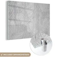 MuchoWow Glasschilderij zwart wit - Wit - Patronen - Steen - Beton - 180x120 cm - Muurdecoratie - Woondecoratie