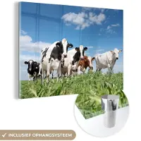 MuchoWow Glasschilderij dieren - Foto op glas - Koeien - Koe - Dieren - Natuur - Weiland - Wanddecoratie - Glasschilderij dieren - Schilderij glas - 180x120 cm - Acrylglas - Muurdecoratie
