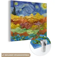 MuchoWow Glasschilderij 20x20 cm - Schilderij acrylglas - Van Gogh - Sterrennacht - Oude Meesters - Foto op glas - Schilderijen