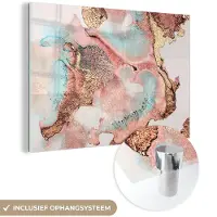 MuchoWow Glasschilderij 60x40 cm - Schilderij acrylglas - Inkt - Pastel - Abstract - Foto op glas - Schilderijen