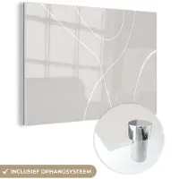 MuchoWow Glasschilderij 180x120 cm - Schilderij acrylglas - Line art - Abstract - Pastel - Foto op glas - Schilderijen