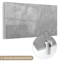 MuchoWow Glasschilderij - Grijs - Gesteente - Stenen - Structuren - Design - 160x80 cm - Schilderij glas - Muurdecoratie