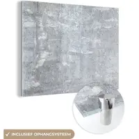 MuchoWow Glasschilderij - Steen - Graniet - Grijs - Industrieel - Design - 160x120 cm - Foto op glas - Kamer decoratie
