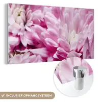 MuchoWow Glasschilderij 160x80 cm - Schilderij acrylglas - Bloemen - Roze - Natuur - Foto op glas - Schilderijen
