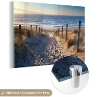 MuchoWow Glasschilderij - Acrylglas - Strand - Zee - Duin - Glasschilderij strand - Foto op glas - Wanddecoratie - Acrylplaat - 120x80 cm - Muurdecoratie - Schilderijen woonkamer