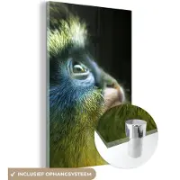 MuchoWow Glasschilderij 120x180 cm - Schilderij acrylglas - Aap - Vacht - Zwart - Foto op glas - Schilderijen
