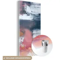 MuchoWow Glasschilderij 20x40 cm - Schilderij acrylglas - Abstract - Verf - Design - Foto op glas - Schilderijen