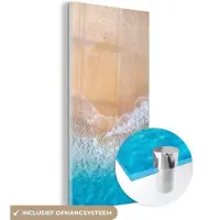 MuchoWow Glasschilderij - Foto op glas - Zee - Strand - Zand - Schilderijen woonkamer - 60x120 cm - Acrylglas - Glasschilderij strand - Glasschilderij zee - Wanddecoratie - Woondecoratie