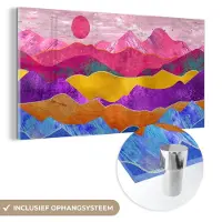 MuchoWow Glasschilderij 40x20 cm - Schilderij acrylglas - Bi - Goud - Marmer - Foto op glas - Schilderijen