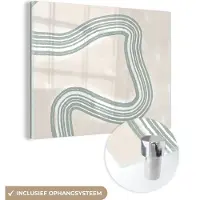 MuchoWow Glasschilderij 160x120 cm - Schilderij acrylglas - Lijn - Abstract - Design - Foto op glas - Schilderijen