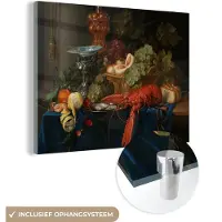 MuchoWow Glasschilderij 40x30 cm - Schilderij acrylglas - Stilleven met een gouden bokaal - Schilderij - Oude meesters - Foto op glas - Schilderijen