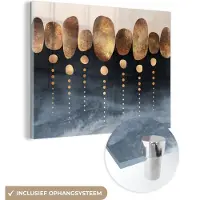 MuchoWow Glasschilderij 40x30 cm - Schilderij acrylglas - Goud - Abstract - Luxe - Foto op glas - Schilderijen