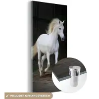 MuchoWow Glasschilderij 20x40 cm - Schilderij acrylglas - Paarden - Zand - Donker - Foto op glas - Schilderijen