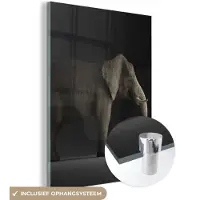 MuchoWow Glasschilderij 120x160 cm - Schilderij acrylglas - Olifant - Dieren - Licht - Foto op glas - Schilderijen