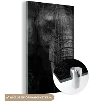 MuchoWow Glasschilderij 100x150 cm - Schilderij acrylglas - Olifant - Dier - Portret - Foto op glas - Schilderijen
