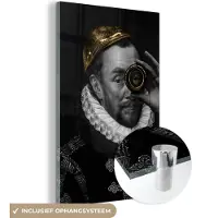 MuchoWow Glasschilderij 40x60 cm - Schilderij acrylglas - Willem van Oranje - Adriaen Thomasz - Goud - Lens - Foto op glas - Schilderijen