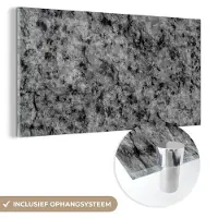 MuchoWow Glasschilderij zwart wit - Graniet - Steen - Zwart - Wit - 120x60 cm - Schilderij glas - Woonkamer decoratie