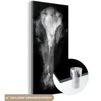 MuchoWow Glasschilderij 20x40 cm - Schilderij acrylglas - Koe - Dieren - Zwart - Foto op glas - Schilderijen