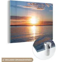 MuchoWow Glasschilderij 160x120 cm - Schilderij acrylglas - Zee - Zon - Kleuren - Foto op glas - Muurdecoratie woonkamer - Wanddecoratie slaapkamer - Schilderijen