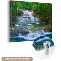 MuchoWow Glasschilderij - Acrylplaat - Waterval - Natuur - Bomen - Kamer decoratie - Glasschilderij natuur - Schilderij glas - Foto op glas - 40x30 cm - Acrylglas - Wanddecoratie