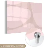 MuchoWow Glasschilderij 30x20 cm - Schilderij acrylglas - Roze - Geometrische vormen - Abstract - Foto op glas - Schilderijen