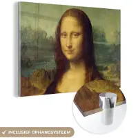 MuchoWow Glasschilderij 180x120 cm - Schilderij acrylglas - Mona Lisa - Leonardo da Vinci - Foto op glas - Schilderijen