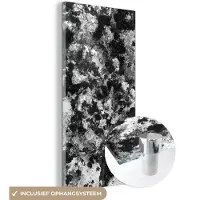 MuchoWow Glasschilderij zwart wit - Zwart - Wit - Steen - Graniet - 60x120 cm - Foto op glas - Slaapkamer decoratie
