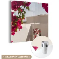 MuchoWow Glasschilderij 50x50 cm - Schilderij acrylglas - Bloemen - Zomer - Architectuur - Foto op glas - Schilderijen