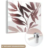 MuchoWow Glasschilderij 160x120 cm - Schilderij acrylglas - Bladeren - Design - Abstract - Foto op glas - Schilderijen