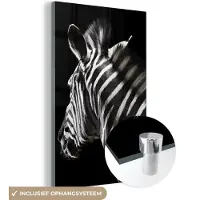 MuchoWow Glasschilderij 120x180 cm - Schilderij acrylglas - Zebra - Wilde dieren - Patronen - Foto op glas - Schilderijen