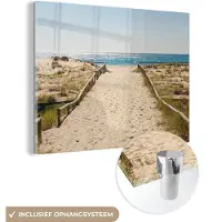 MuchoWow Glasschilderij 160x120 cm - Schilderij acrylglas - Zee - Zand - Australië - Foto op glas - Muurdecoratie woonkamer - Wanddecoratie slaapkamer - Schilderijen