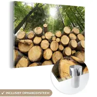 MuchoWow Glasschilderij 30x20 cm - Schilderij acrylglas - Bomen - Hout - Bos - Foto op glas - Schilderijen