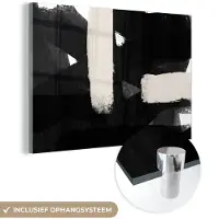 MuchoWow Glasschilderij 90x60 cm - Schilderij acrylglas - Abstract - Pastel - Minimalisme - Foto op glas - Schilderijen