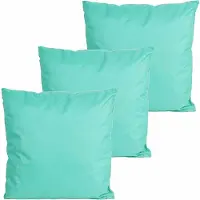 Anna's Collection buitenkussens - 3x - turquoise blauw - 60 x 60 cm - binnen/buiten