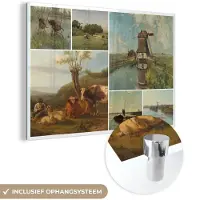 MuchoWow Glasschilderij 60x40 cm - Schilderij acrylglas - Collage - Nederland - Kunst - Foto op glas - Schilderijen