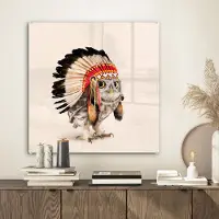 MuchoWow Glasschilderij 50x50 cm - Schilderij acrylglas - Dier - Uil - Indiaan - Vogel - Foto op glas - Schilderijen