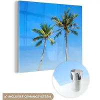 MuchoWow Glasschilderij 50x50 cm - Schilderij acrylglas - Palm - Zomer - Tropisch - Foto op glas - Schilderijen