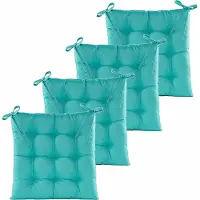 Anna's Collection Stoelkussen gewatteerd - 6x - turquoise blauw - 38 x 38 cm - binnen/buiten