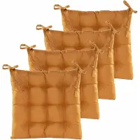 Anna's Collection Stoelkussen gewatteerd - 4x - oker geel - 38 x 38 cm - binnen/buiten